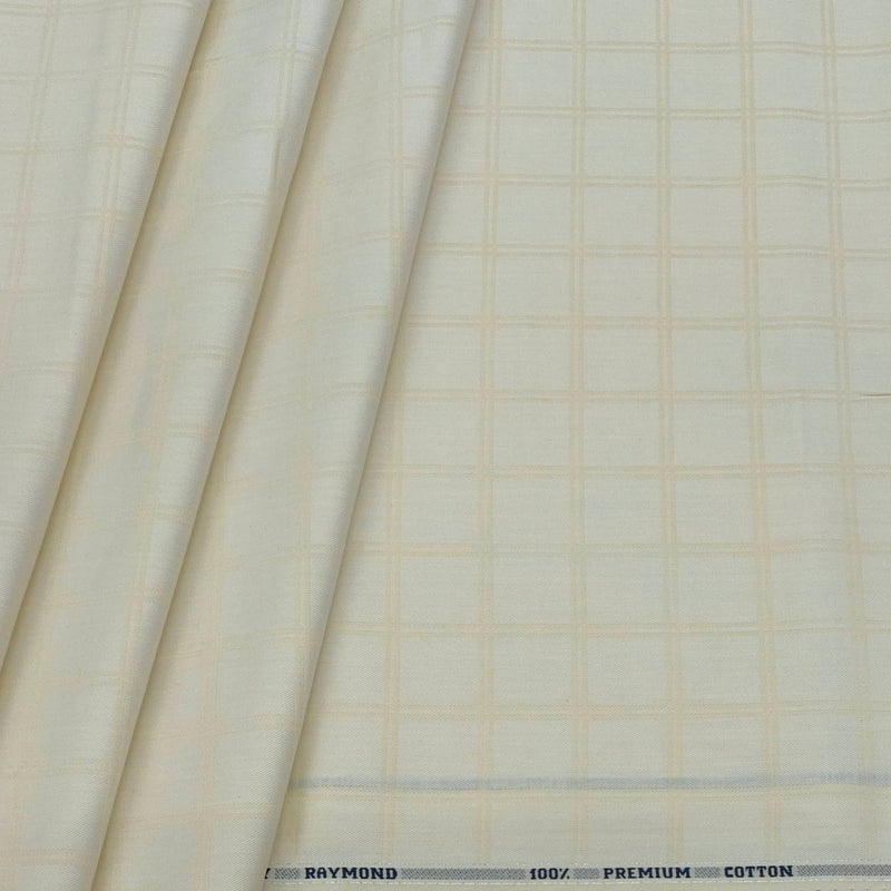 Shirt Fabric Raymond  100% Premium Cotton Check Colour Light Cream