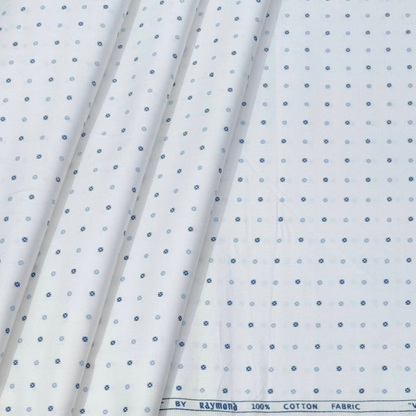 Shirt Fabric Raymond  100% Premium Cotton Printed Colour Blue N White