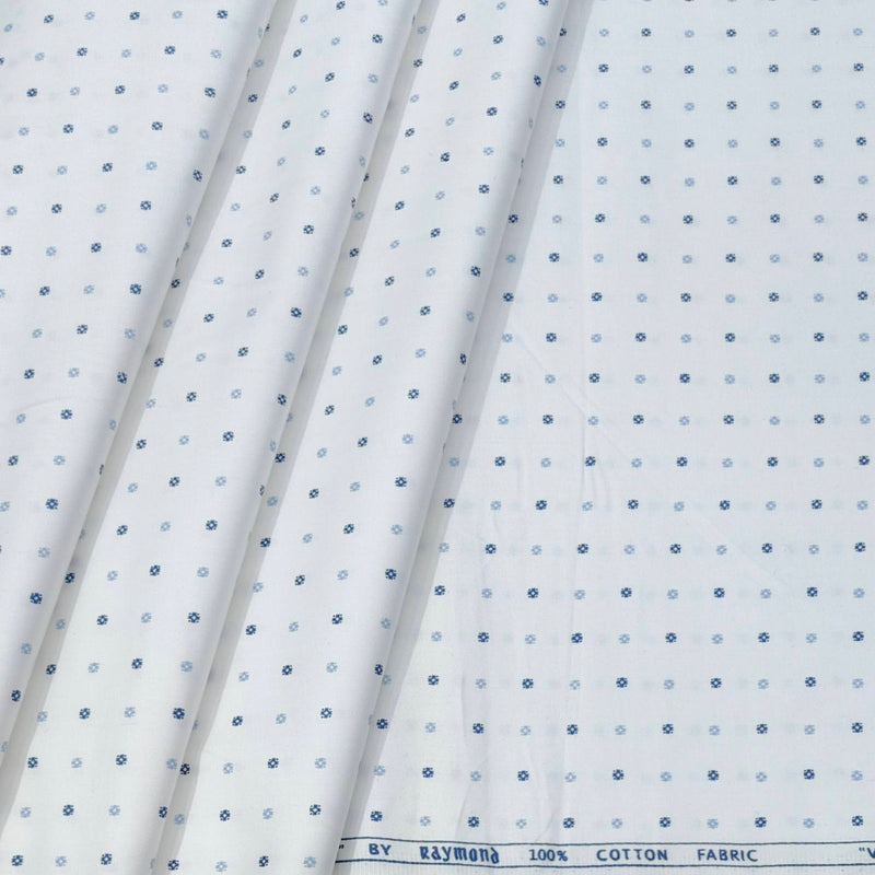 Shirt Fabric Raymond  100% Premium Cotton Printed Colour Blue N White