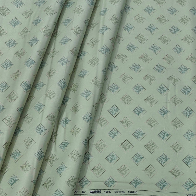 Shirt Fabric Raymond  100% Premium Cotton Printed Colour Gin Green