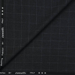 Trouser Fabric Canetti Italy Luxury TR 4Way Lycra Check Colour Steel Grey