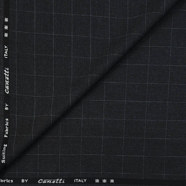 Trouser Fabric Canetti Italy Luxury TR 4Way Lycra Check Colour Steel Grey