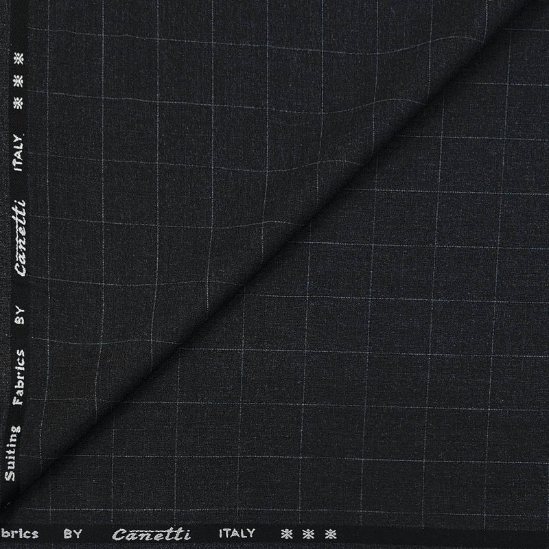 Trouser Fabric Canetti Italy Luxury TR 4Way Lycra Check Colour Steel Grey