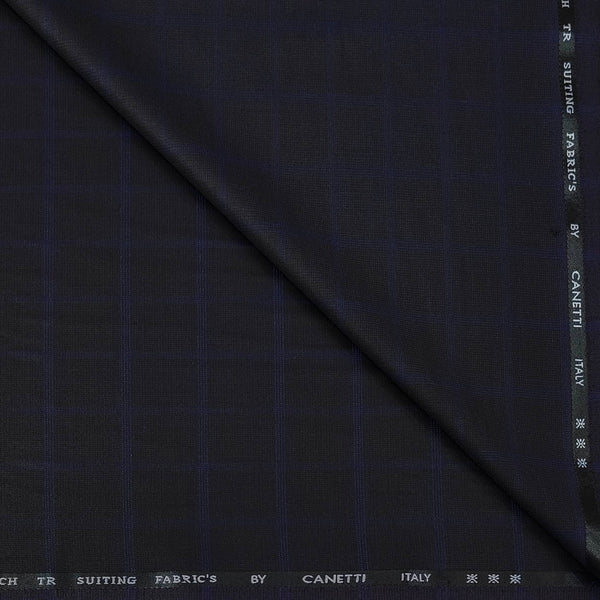 Trouser Fabric Canetti Italy Luxury TR Broad Check Colour Dark Wine N Blue