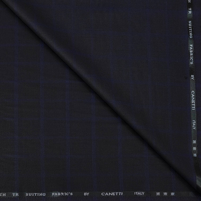 Trouser Fabric Canetti Italy Luxury TR Broad Check Colour Dark Wine N Blue