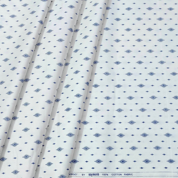 Shirt Fabric Raymond  100% Premium Cotton Printed Colour Blue N White