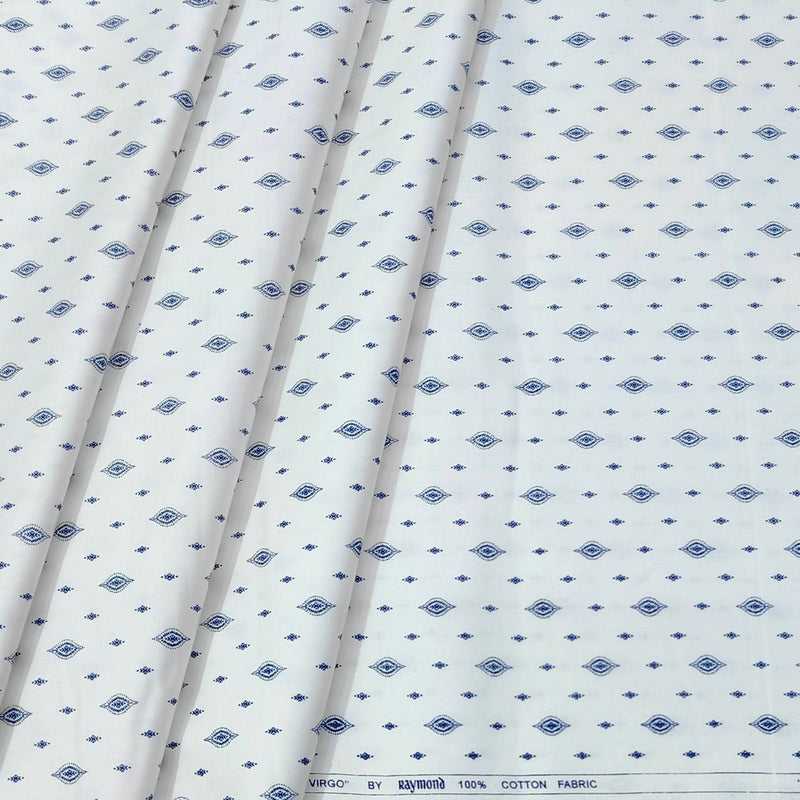 Shirt Fabric Raymond  100% Premium Cotton Printed Colour Blue N White