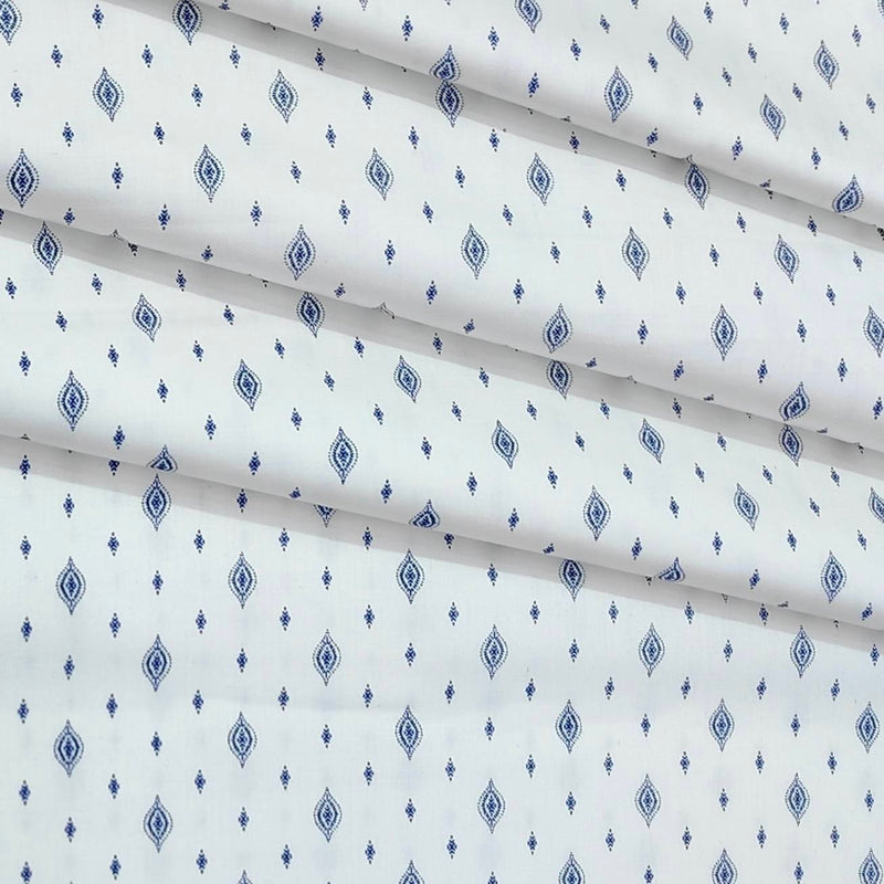 Shirt Fabric Raymond  100% Premium Cotton Printed Colour Blue N White