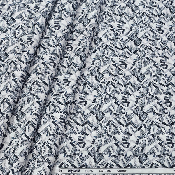 Shirt Fabric Raymond  100% Premium Cotton Printed Colour Black N Light Grey