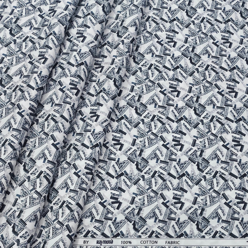 Shirt Fabric Raymond  100% Premium Cotton Printed Colour Black N Light Grey