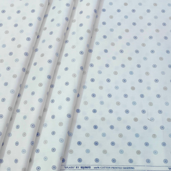 Shirt Fabric Raymond  100% Premium Cotton Printed Colour Blue N White