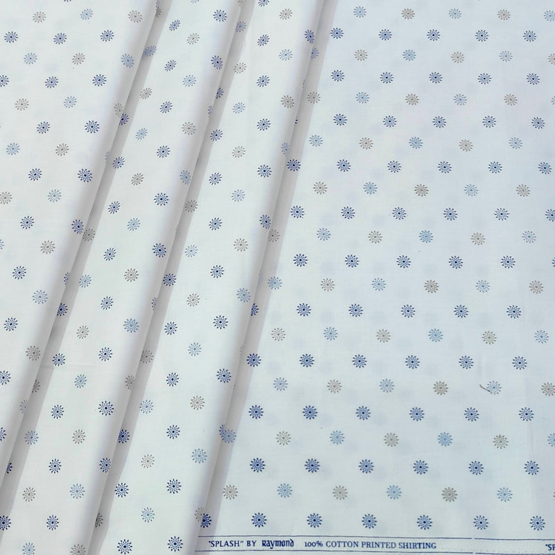 Shirt Fabric Raymond  100% Premium Cotton Printed Colour Blue N White