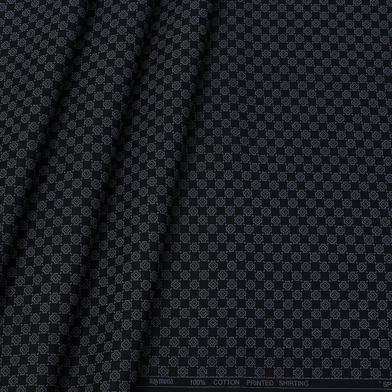Shirt Fabric Raymond  100% Premium Cotton Printed Colour Black