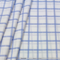 Shirt Fabric Raymond  100% Premium Cotton Broad Check Colour Blue N White