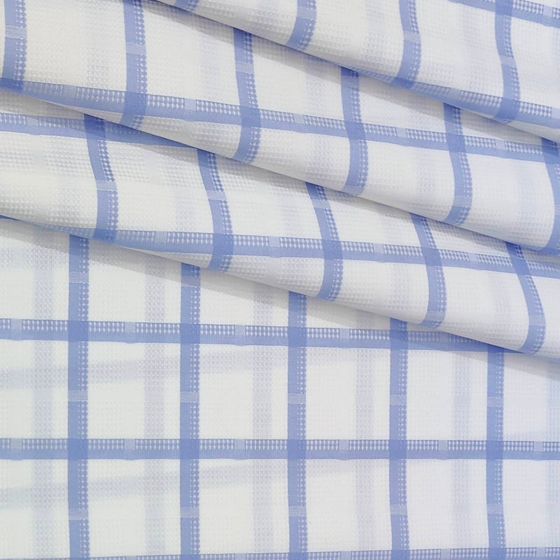 Shirt Fabric Raymond  100% Premium Cotton Broad Check Colour Blue N White