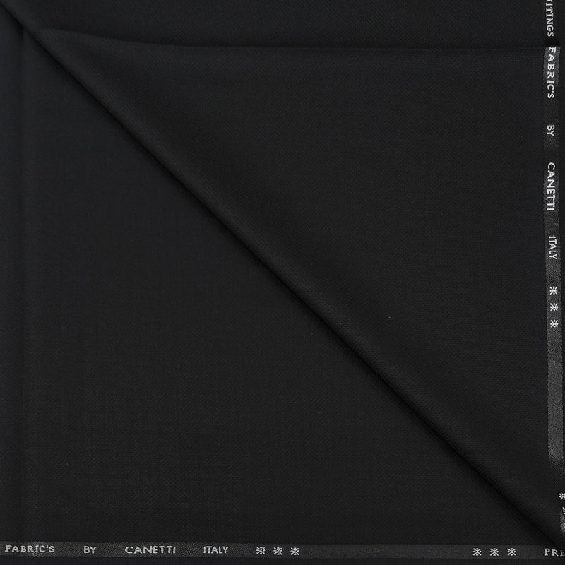 Trouser Fabric Canetti Italy Luxury TR Textured Colour True Black