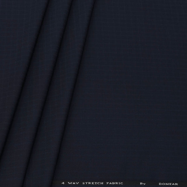 Trouser Fabric Donear 4Way Lycra Premium Small Check Colour Dark Blue