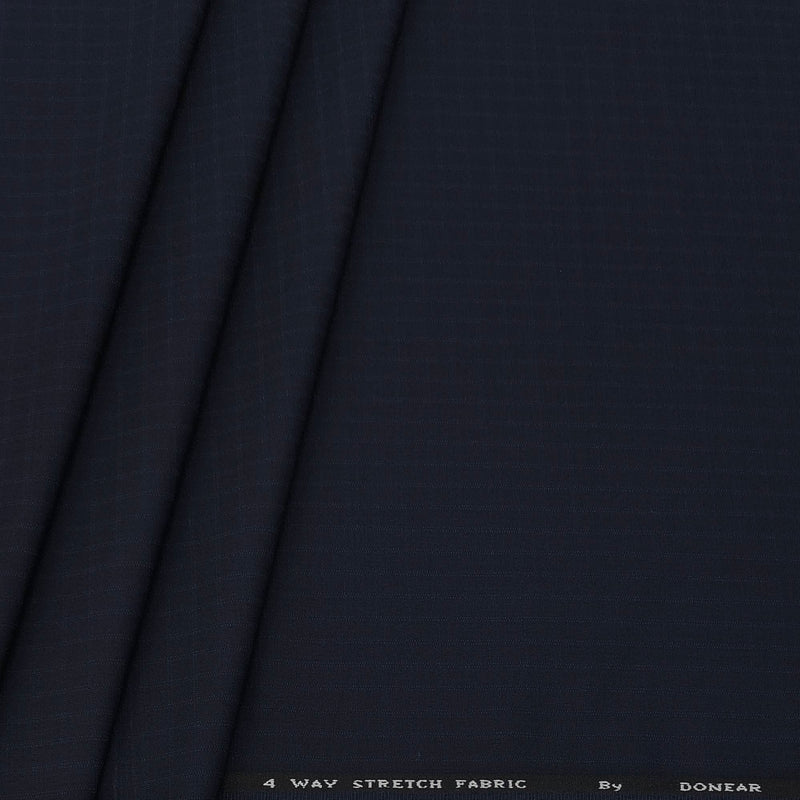 Trouser Fabric Donear 4Way Lycra Premium Small Check Colour Dark Blue