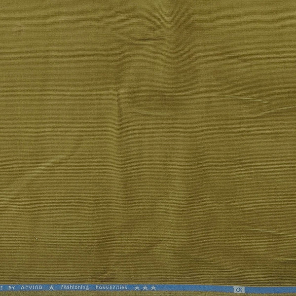 Corduroy Arvind Pure Cotton stretchable Trouser Fabric Colour Golden Greenish
