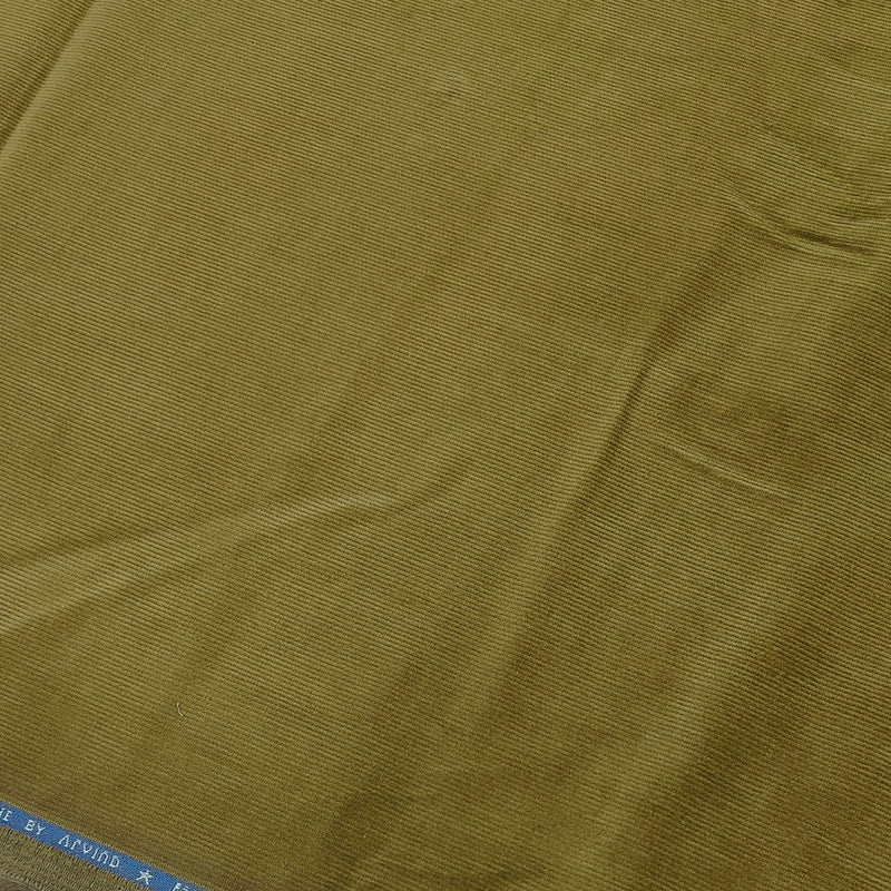 Corduroy Arvind Pure Cotton stretchable Trouser Fabric Colour Golden Greenish