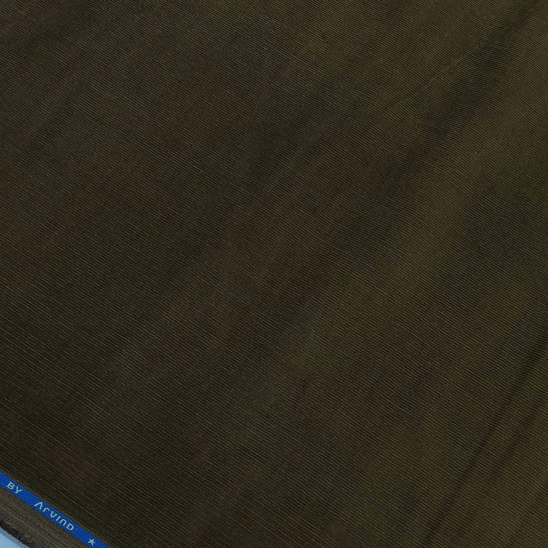 Corduroy Arvind Pure Cotton stretchable Trouser Fabric Colour Mehandi