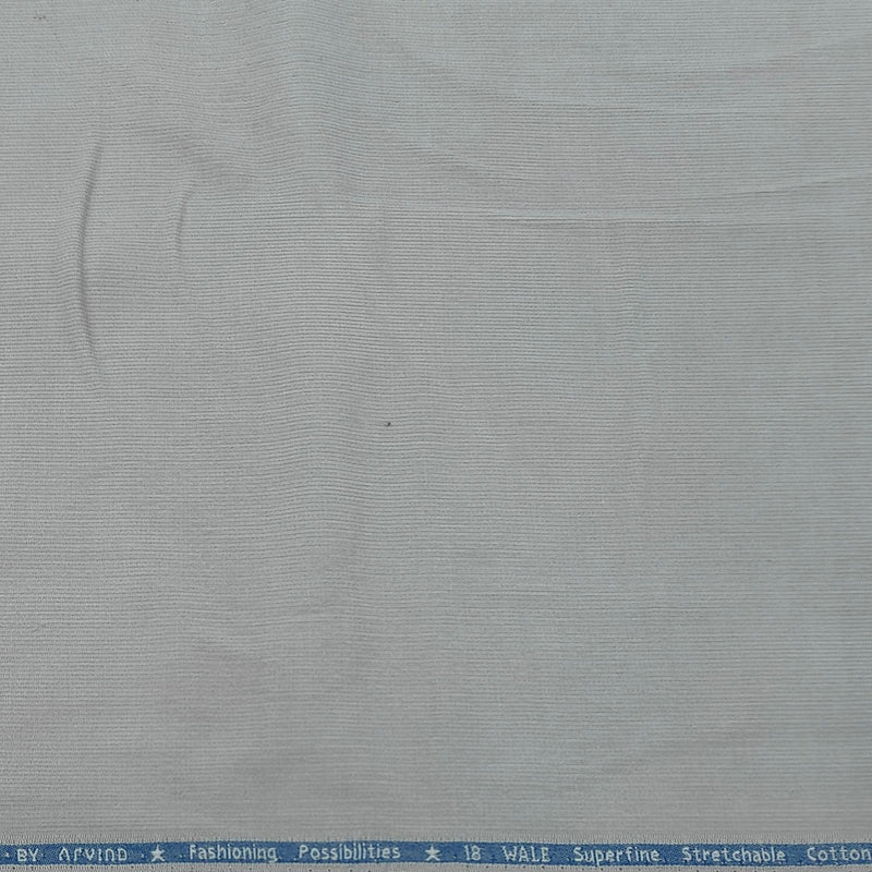 Corduroy Arvind Pure Cotton stretchable Trouser Fabric Colour Silver