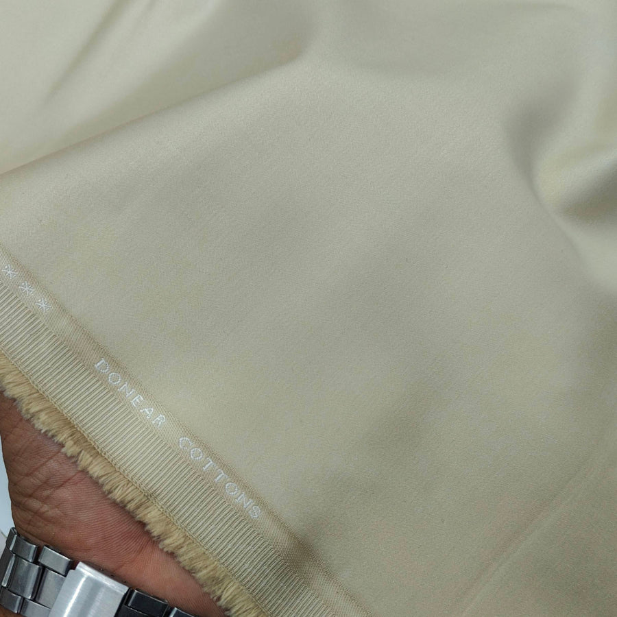 Trouser Fabric Donear LA Finish Lycra Pure Cotton Plain Colour Latte Brown