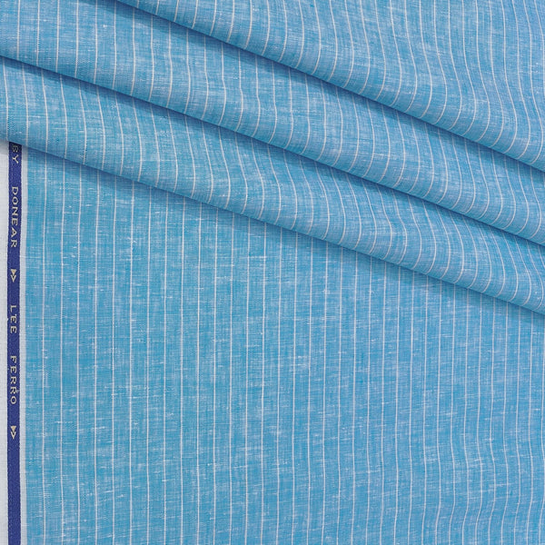 Shirt Fabric Donear 100% Linen 60Lea Lining Colour Ocean Blue