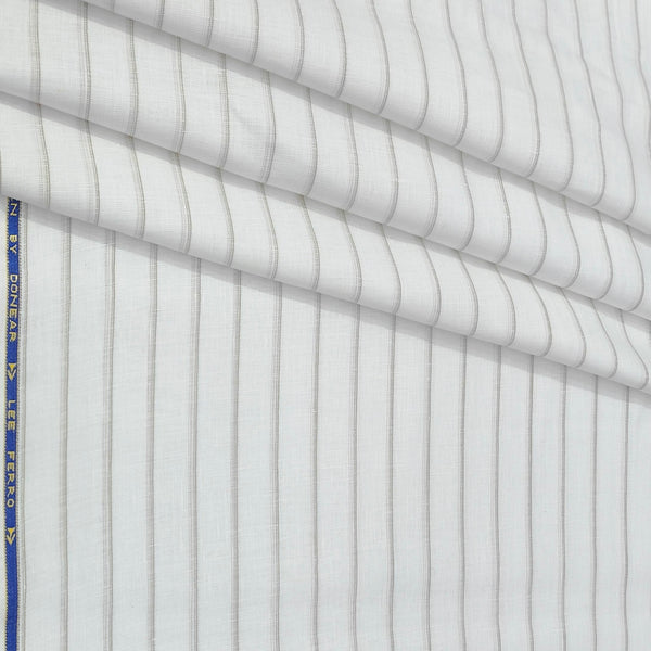 Shirt Fabric Donear 100% Linen 60Lea Broad Lining Colour White N Brown