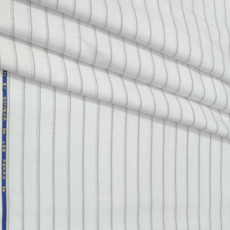 Shirt Fabric Donear 100% Linen 60Lea Broad Lining Colour White N Brown