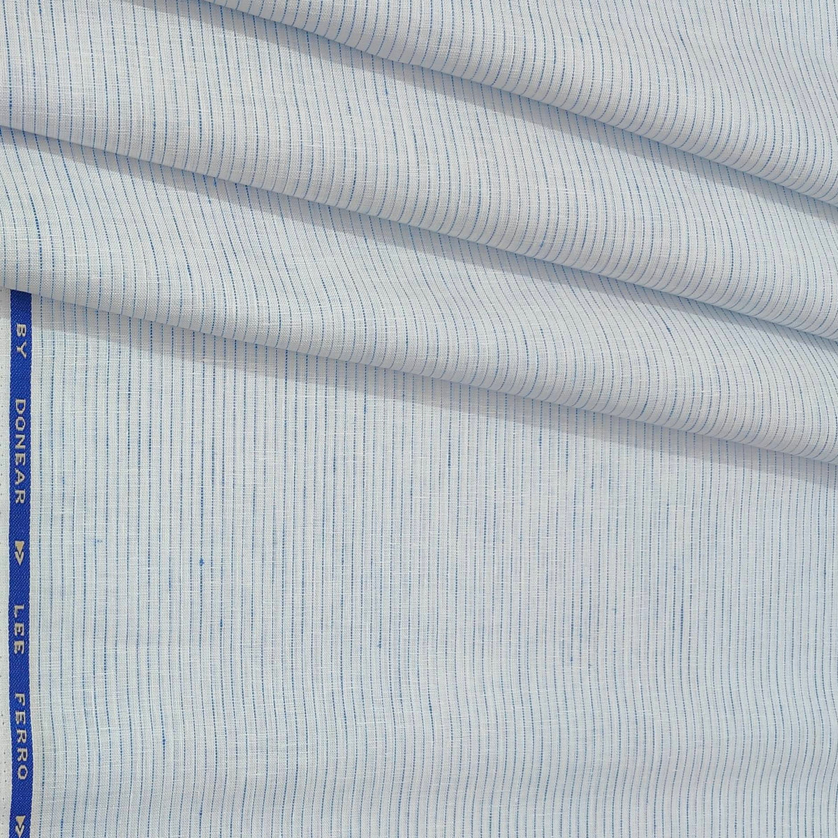 Shirt Fabric Donear 100% Premium Linen 60Lea Pin Lining Colour White N Blue