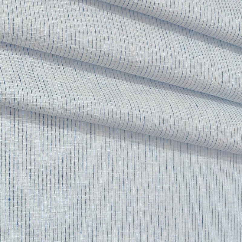 Shirt Fabric Donear 100% Linen 60Lea Pin Lining Colour White N Blue