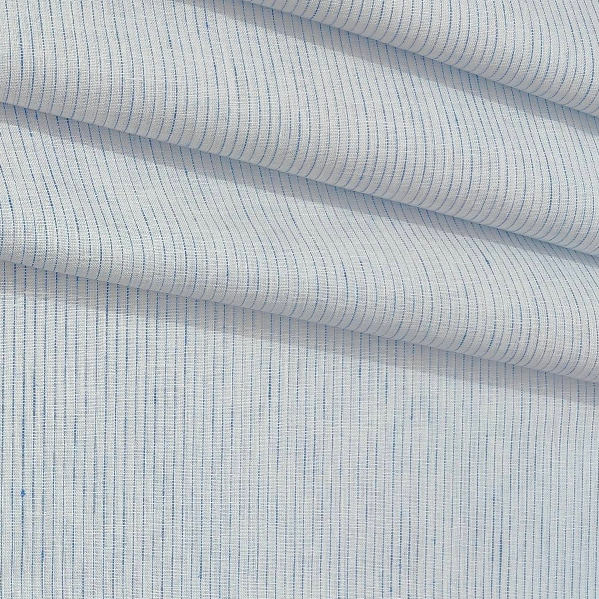 Shirt Fabric Donear 100% Premium Linen 60Lea Pin Lining Colour White N Blue