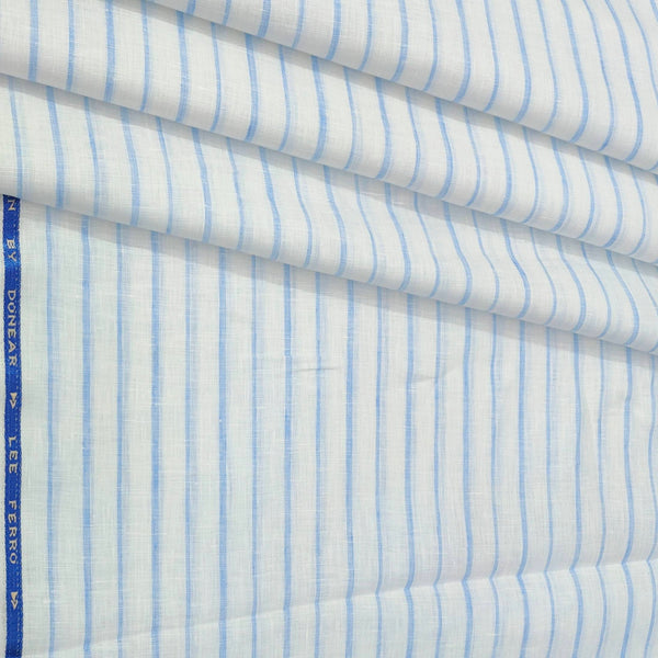 Shirt Fabric Donear 100% Linen 60Lea Broad Lining Colour Blue N White