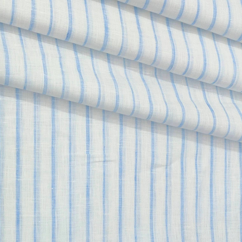 Shirt Fabric Donear 100% Linen 60Lea Broad Lining Colour Blue N White