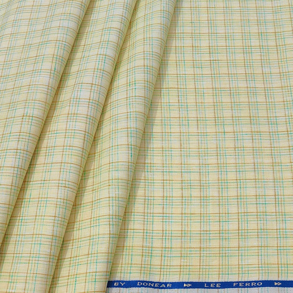 Shirt Fabric Donear 100% Linen 60Lea Check Colour Butter Yellow N Green