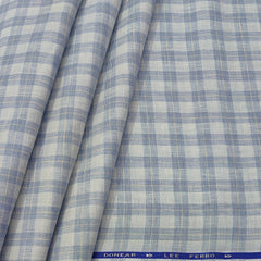 Shirt Fabric Donear 100% Linen 60Lea Broad Check Colour Light Blue N Light Grey