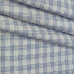 Shirt Fabric Donear 100% Linen 60Lea Broad Check Colour Light Blue N Light Grey