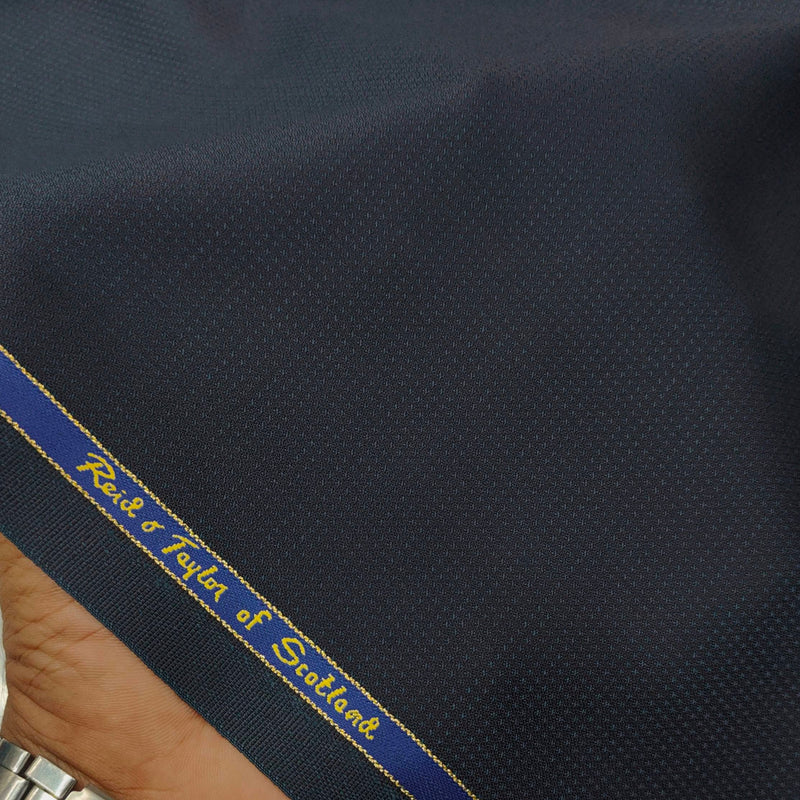 Trouser Fabric Reid & Taylor Super 120s 45% Wool Blended Dotted Color Wavy Blue