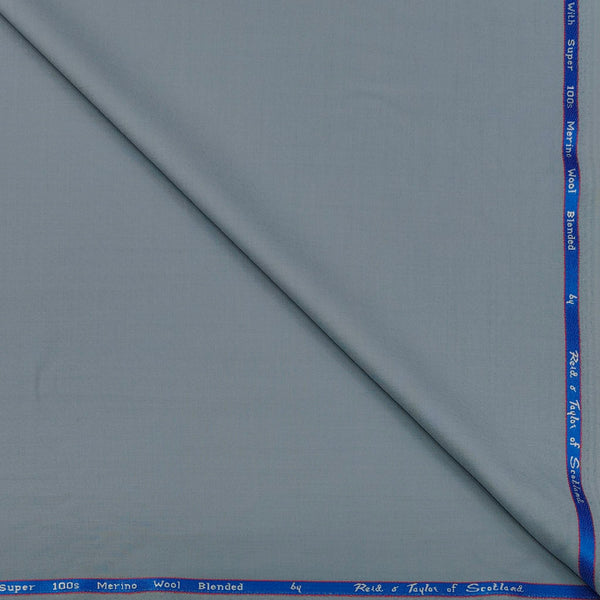 Trouser Fabric Reid & Taylor Super 100s 45%Wool Plain Color Silver Blue