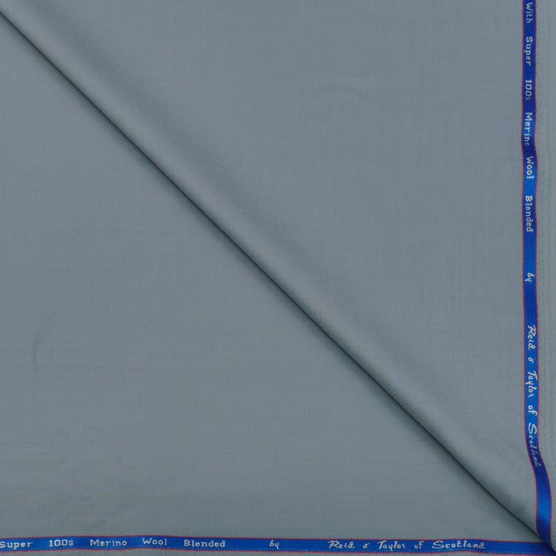 Trouser Fabric Reid & Taylor Super 100s 45%Wool Plain Color Silver Blue