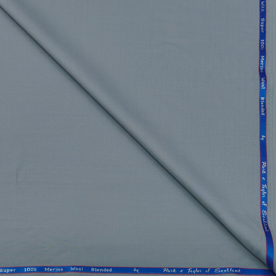 Trouser Fabric Reid & Taylor Super 100s 45%Wool Plain Color Silver Blue