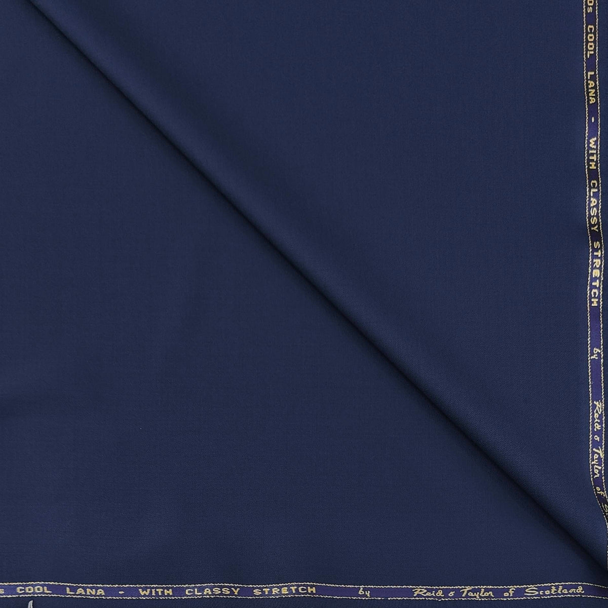 Trouser Fabric Reid & Taylor Super 110s Stretchable 60% Wool Plain Color Blue