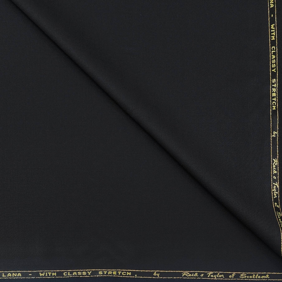 Trouser Fabric Reid & Taylor Super 110s Stretchable 60% Wool Plain Color Z Black
