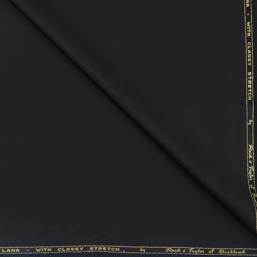 Trouser Fabric Reid & Taylor Super 110s Stretchable 60% Wool Plain Color Z Black