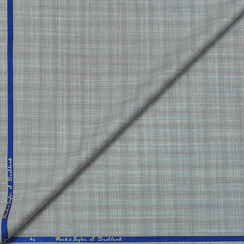 Trouser Fabric Reid & Taylor Super 100s 50%Wool Mix Check Color Grey