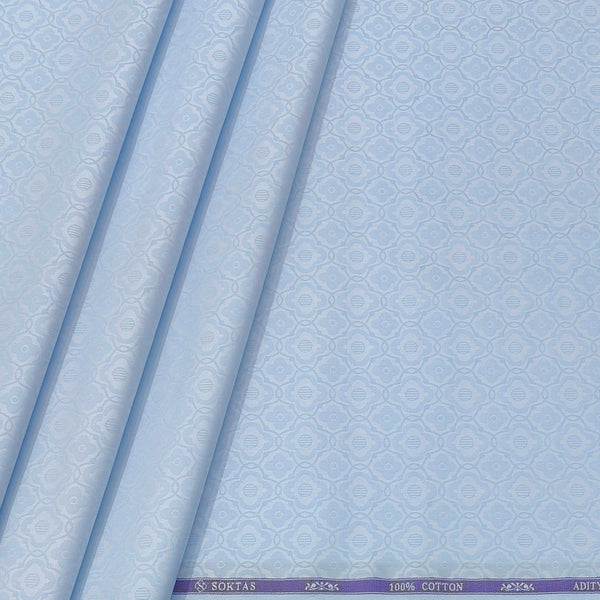 Shirt Fabric Soktas Finest Giza Cotton Jacquard Colour Blue