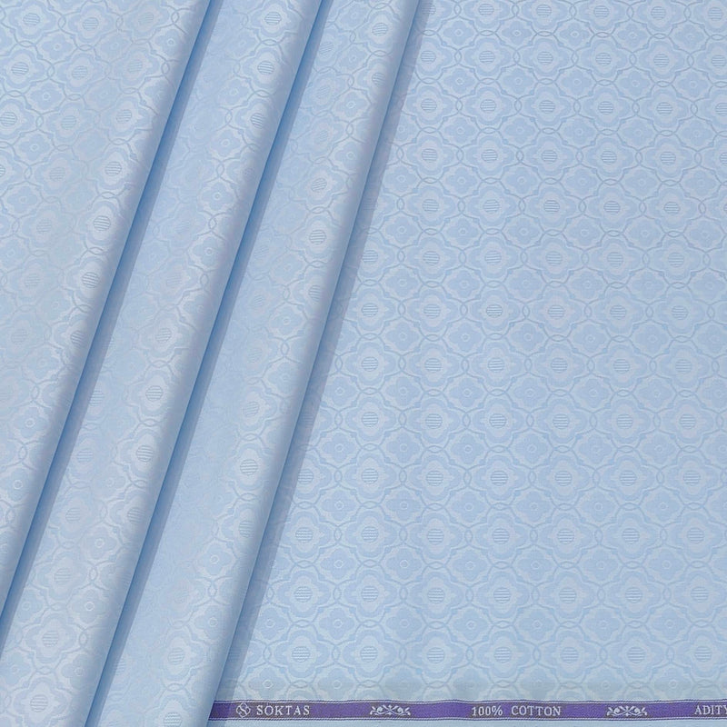 Shirt Fabric Soktas Finest Giza Cotton Jacquard Colour Blue
