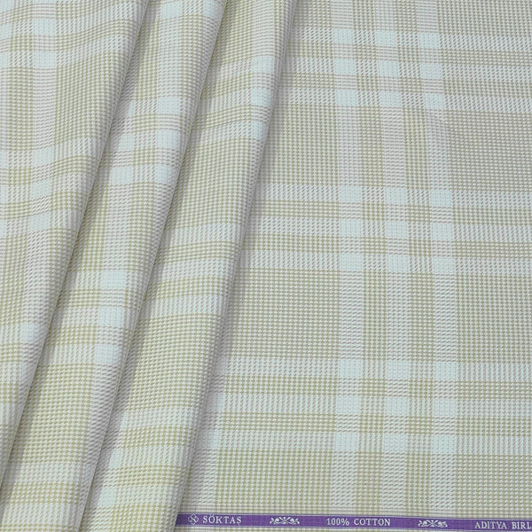 Shirt Fabric Soktas Finest Giza Cotton Check Colour Light Brown