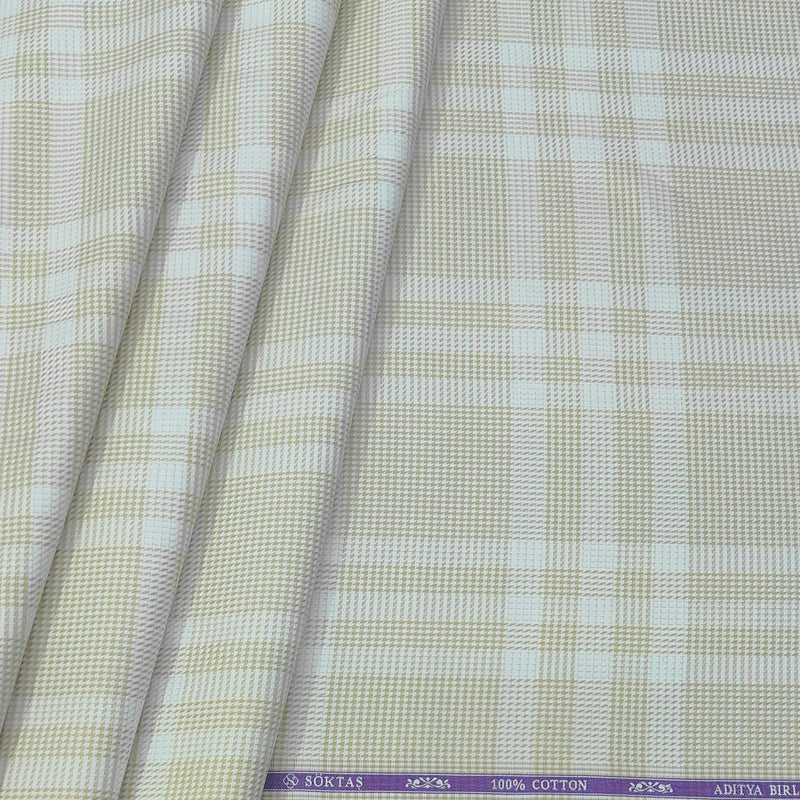 Shirt Fabric Soktas Finest Giza Cotton Check Colour Light Brown